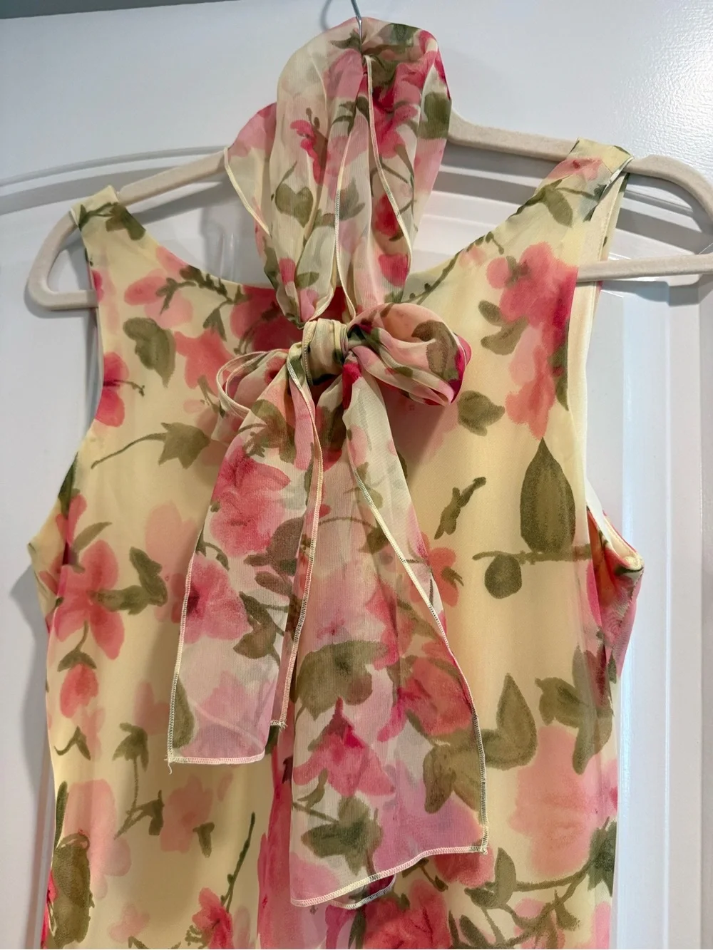 My Michelle Yellow Maxi Dress with Pink Floral Print